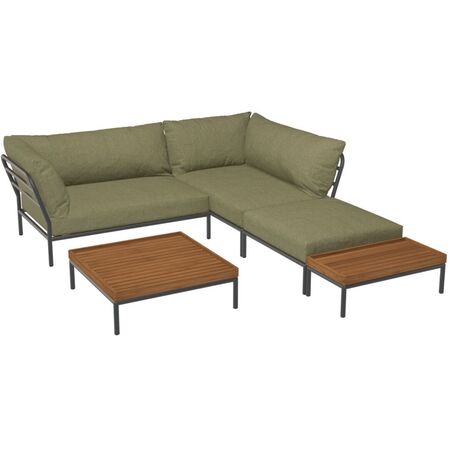 Houe Houe LEVEL 2 Kombination 02  - Outdoor Sofa Dark Grey, Leaf Heritage 42