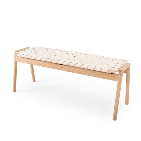 Gazzda Klupa Bench von Gazzda Oiled Oak - White Oil - Herringbone weave - Natural Beige, B: 120 cm