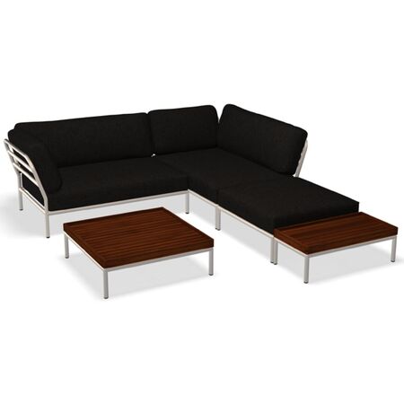 Houe Houe LEVEL Kombination 02 - Outdoor Sofa Muted White, Dark Grey Basic 98
