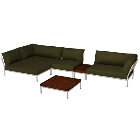 Houe Houe LEVEL 2 Kombination 01- Outdoor Sofa Muted White, Leaf Heritage 42