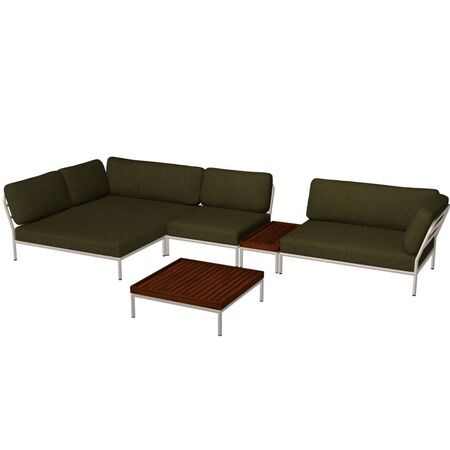 Houe Houe LEVEL Kombination 01- Outdoor Sofa  Muted White, Leaf Heritage 42