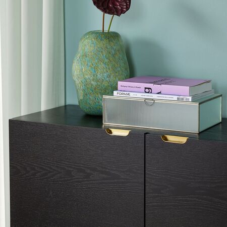 Huebsch Kommode, Esche, Schwarz/messing