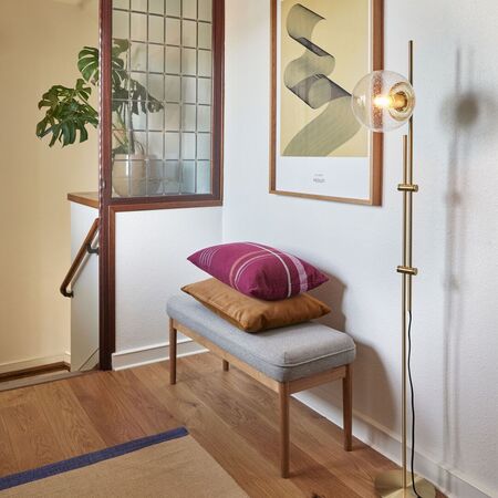 Huebsch Stehlampe Metall/Glass messing/klar