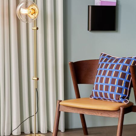 Huebsch Stehlampe Metall/Glass messing/klar