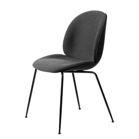 Gubi Gubi Beetle Dining Chair - Front Upholstered - Conic base - Stuhl ohne Armlehne gepolstert Hallingdal 173, Black Matt