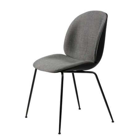 Gubi Gubi Beetle Dining Chair - Front Upholstered - Conic base - Stuhl ohne Armlehne gepolstert Remix 152, Black Matt
