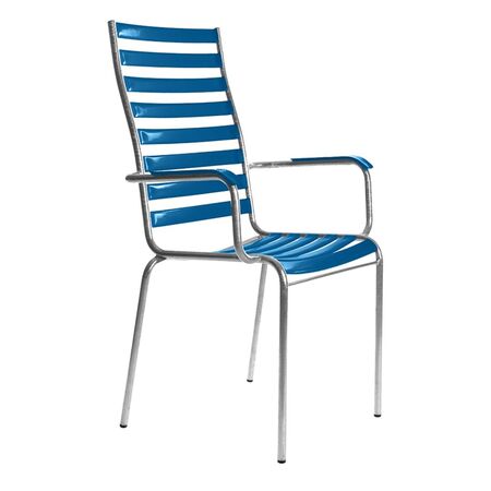 Manufakt Stuhlmodell 14a/Hochlehner mit Armlehnen von Bättig  Blau - RAL 5005