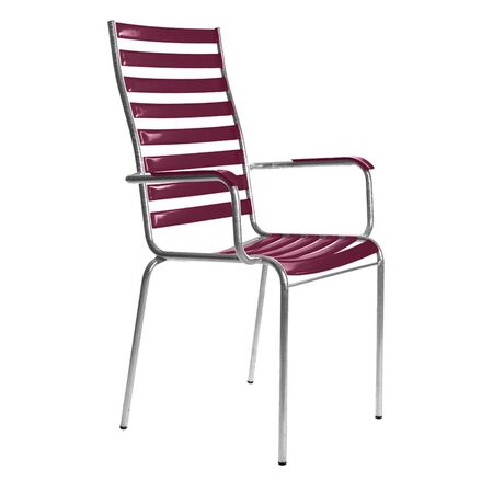 Manufakt Stuhlmodell 14a/Hochlehner mit Armlehnen von Bättig  Bordeauxviolett - RAL 4004