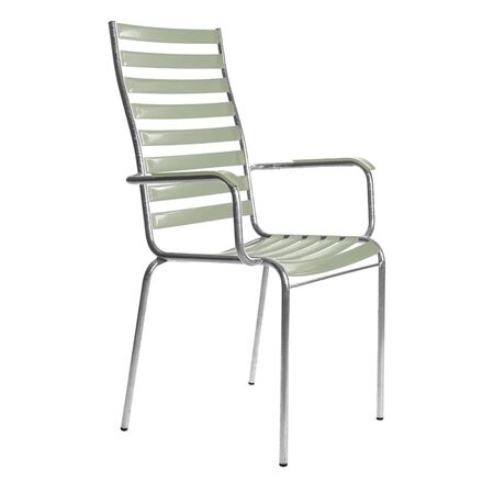 Manufakt Stuhlmodell 14a/Hochlehner mit Armlehnen von Bättig  Heugrün - NCS S 3010 - G50Y