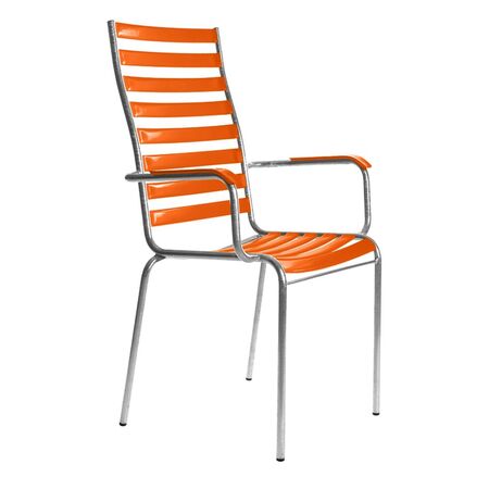 Manufakt Stuhlmodell 14a/Hochlehner mit Armlehnen von Bättig  Orange - RAL 2009