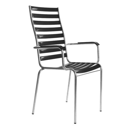 Manufakt Stuhlmodell 14a/Hochlehner mit Armlehnen von Bättig  Schwarz - RAL 9017