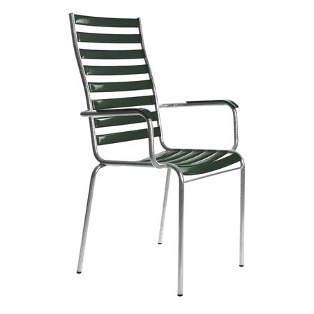 Manufakt Stuhlmodell 14a/Hochlehner mit Armlehnen von Bättig  Tannengrün - RAL 6009