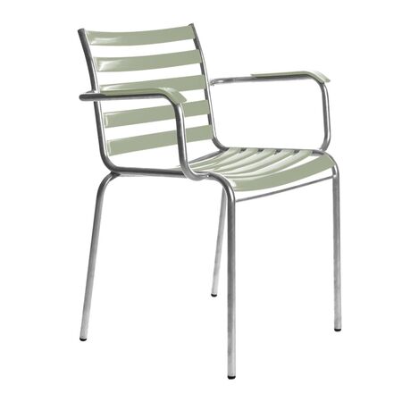 Manufakt Stuhlmodell 14/a mit Armlehnen von Bättig  Heugrün - NCS S 3010 - G50Y