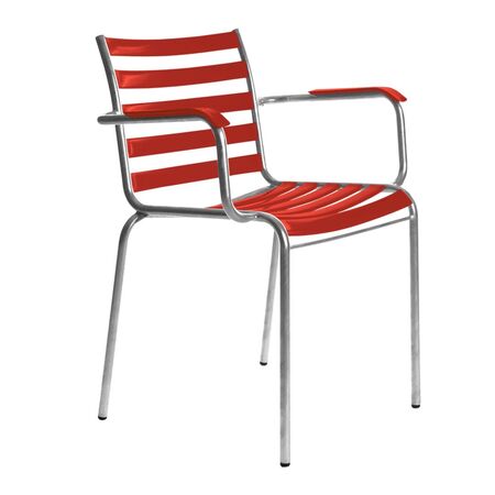 Manufakt Stuhlmodell 14/a mit Armlehnen von Bättig  Rot - RAL 3000