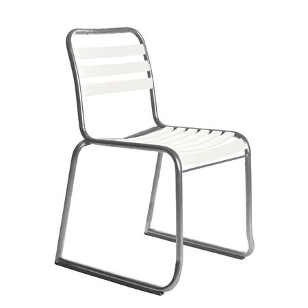 Manufakt Stuhlmodell 11 Kufen von Bättig Verkehrsweiss - RAL 9016, Chouchin 1 LED h. 10 m