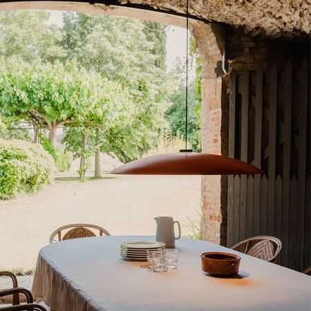 Santa & Cole Pendelleuchte HeadLed Metallic L von Santa & Cole Hematite Red, 8 M 