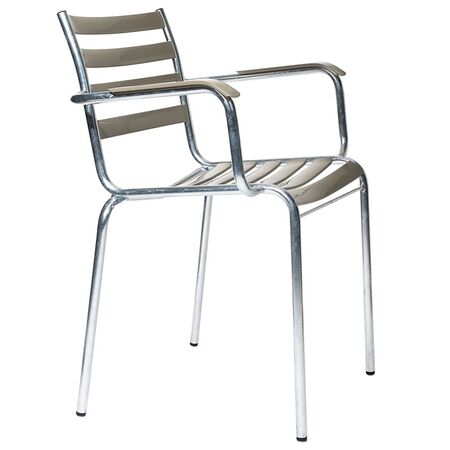 Manufakt Stuhl mit Armlehnen Modell 710a von Bättig Beigegrau 