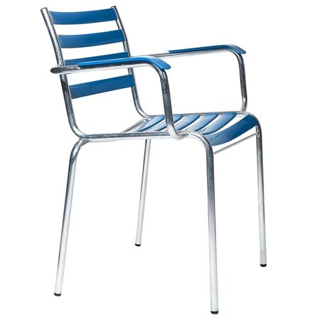 Manufakt Stuhl mit Armlehnen Modell 710a von Bättig Blau 