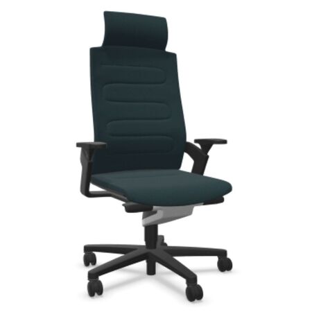 Wilkhahn Drehstuhl ON 175/73 von Wilkhahn Kunststoff schwarz, 60/1P Ozeanblau, Sitztiefenverlängerung: Ohne / Rollen - Weich, für harte Böden