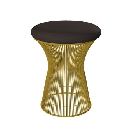 Knoll International Hocker Platner von Knoll International   Leder Velluto VP03 Expresso, 18k Gold überzogen