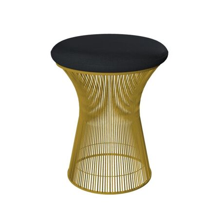 Knoll International Hocker Platner von Knoll International   Leder Velluto VPBLK black, 18k Gold überzogen