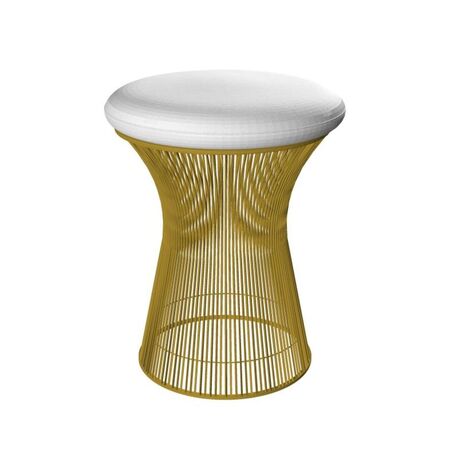 Knoll International Hocker Platner von Knoll International   Leder Volo VO785 White, 18k Gold überzogen