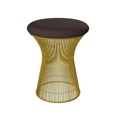 Knoll International Hocker Platner von Knoll International   Leder Volo VO947 Coffee Bean, 18k Gold überzogen