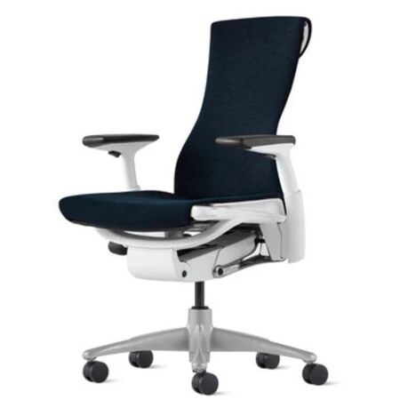 Herman CPH Bürostuhl Embody von Herman Miller Weiss / Sync - Nightfall Dunkelblau