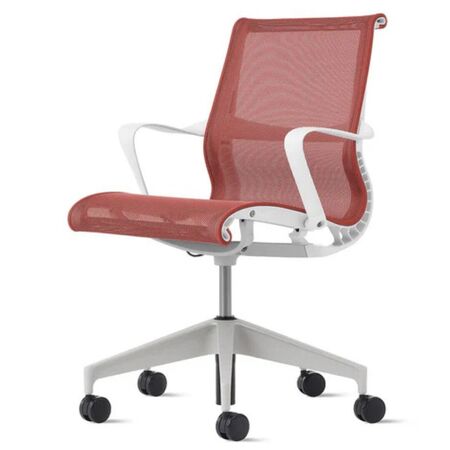 Herman CPH Bürostuhl Setu von Herman Miller Intercept - Canyon Rot, Studio - Weiss / Silberlegierung