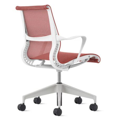 Herman CPH Bürostuhl Setu von Herman Miller Intercept - Canyon Rot, Studio - Weiss / Silberlegierung