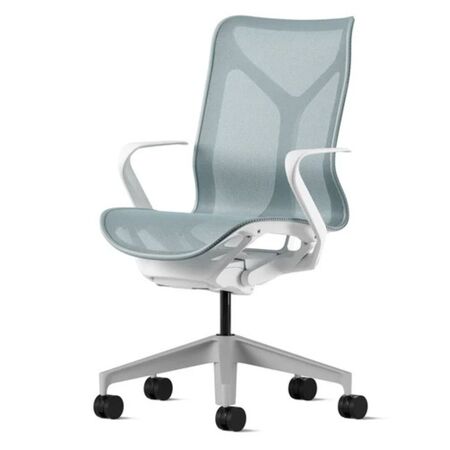 Herman CPH Bürostuhl Cosm von Herman Miller Weiss / Glacier Hellblau, Mittel - 1156 mm, Höhenfixiert