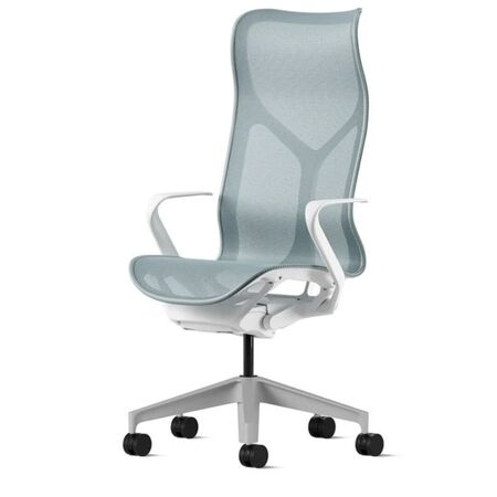 Herman CPH Bürostuhl Cosm von Herman Miller Weiss / Glacier Hellblau, Gross - 1311 mm, Höhenfixiert