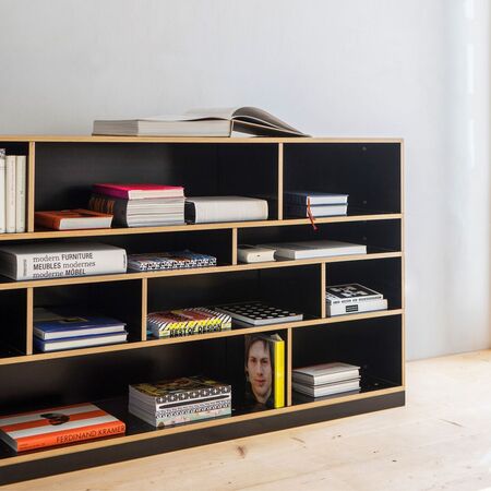 Nils Holger Moormann Regal Egal H 104.2 cm - 4 Stufen FU schwarz, B: 174.4 cm