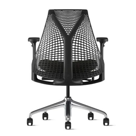 Herman CPH Bürostuhl Sayl von Herman Miller Blazer Schwarz, Schwarz Poliert, Armlehne - Komplett Einstellbar / Rückenstütze - Kein zusätzlicher Support