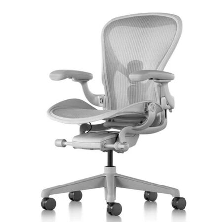 Herman CPH Bürostuhl Aeron von Herman Miller Mineral - Satin, Grösse B - H: 1044 mm / B: 686 mm / T: 432 mm , PostureFit & Neigungsbegrenzung, Komplett Einstellbar Standard