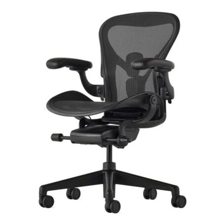 Herman CPH Bürostuhl Aeron von Herman Miller Onyx - Onyx, Grösse C - H: 1093 mm / B: 718 mm / T: 470 mm , PostureFit & Neigungsbegrenzung und Vorwärtsneigung, Komplett Einstellbar Standard
