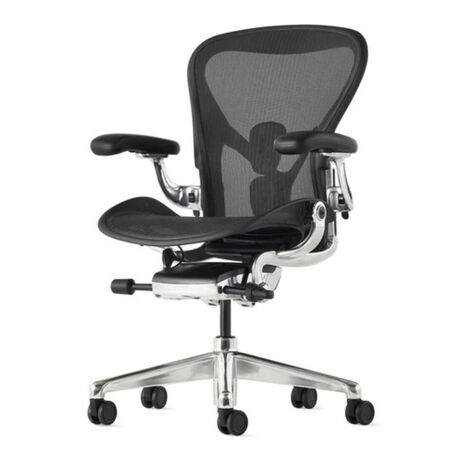 Herman CPH Bürostuhl Aeron von Herman Miller Onyx - Poliert, Grösse C - H: 1093 mm / B: 718 mm / T: 470 mm , PostureFit & Neigungsbegrenzung und Vorwärtsneigung, Komplett Einstellbar Standard