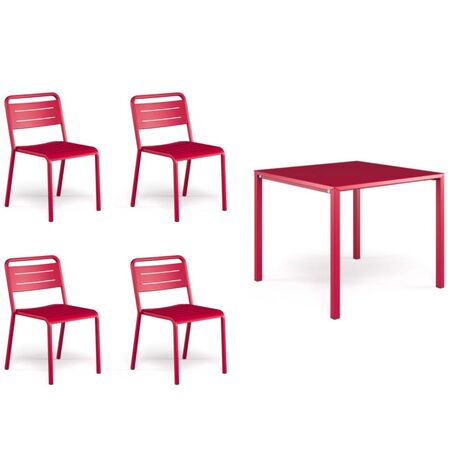 Urban Set 4 Stühle und 1 Tisch 90x90 von Emu