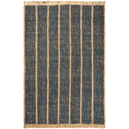 Ferm Living Teppich Athens Stripes von Ferm Living Natural / Ink Blue, Gross - L: 300 cm / B: 200 cm