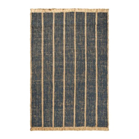 Ferm Living Teppich Athens Stripes von Ferm Living Natural / Ink Blue, Medium - L: 240  cm / B: 170 cm 
