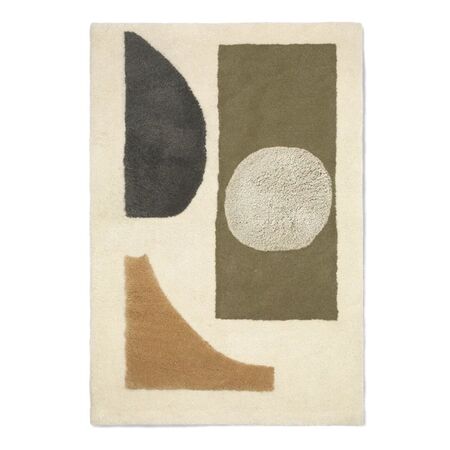 Ferm Living Teppich Bloco Tufted von Ferm Living Grün / Off White, B: 120 cm / L: 180 cm