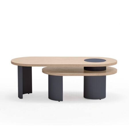 Teulat Teulat Nori - Couchtisch White Wash / Blaue Beine