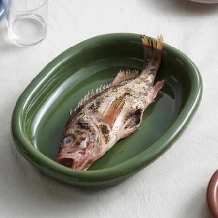 HAY Accessoires Barro Oval Dish Large Grün