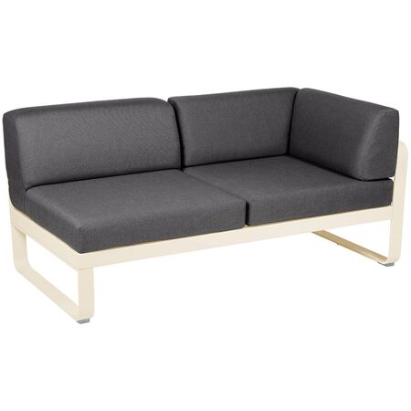 Fermob Rechtes 2-Sitzer Eckmodul 'Bellevie' Latte-Beige E8, Graphitgrau A3