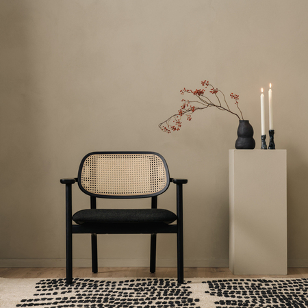 Vincent Sheppard Vincent Sheppard Titus Lounge Chair Natural Oak Varnish/Padded Seat Chestnut Schwarz, Schwarz vegan