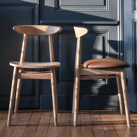 Vincent Sheppard Vincent Sheppard Teo Dining Chair Oak Natural Upholstered Chestnut Vinyl Natürliche Eiche , Limettenweiss Bouclé