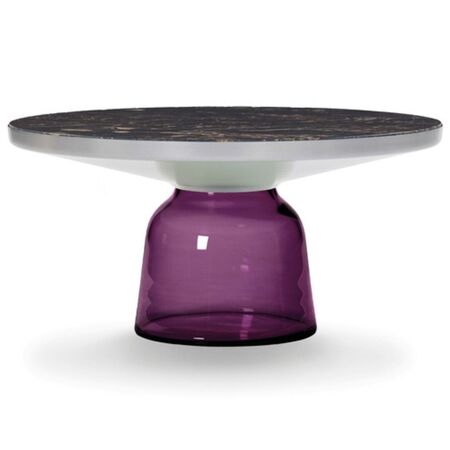 Classicon Couchtisch mit Eingearbeitete Strohmarketerie Bell Side von ClassiCon  Anthrazit,  Aluminium / Fuss Amethystviolett 
