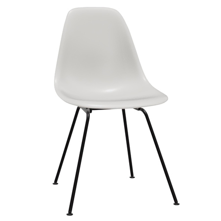 Vitra Eames Plastic Side Chair DSX ohne Sitzpolster 41 Zartrosé, Weiss 04 pulverbeschichtet (glatt), Filzgleiter basic dark für Hartboden 05