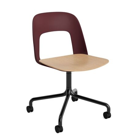 HAY Living Bürostuhl Layout 162 von Hay Bordeaux, Schwarz pulverbeschichtet Aluminium, Natural 