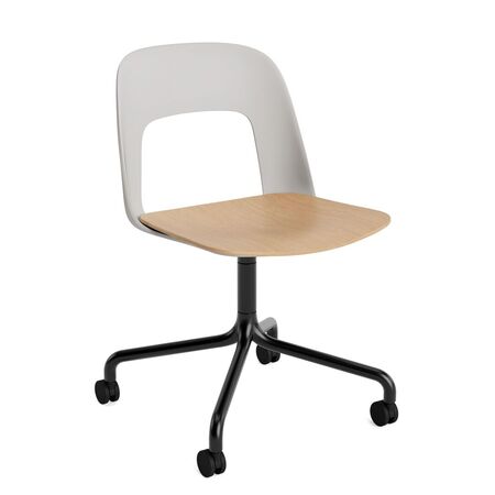 HAY Living Bürostuhl Layout 162 von Hay Sky Grey, Schwarz pulverbeschichtet Aluminium, Natural 